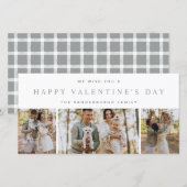 カスタム3枚の写真コラージュ ハッピー バレンタインデー ファミリー シーズンカード (正面/裏面)