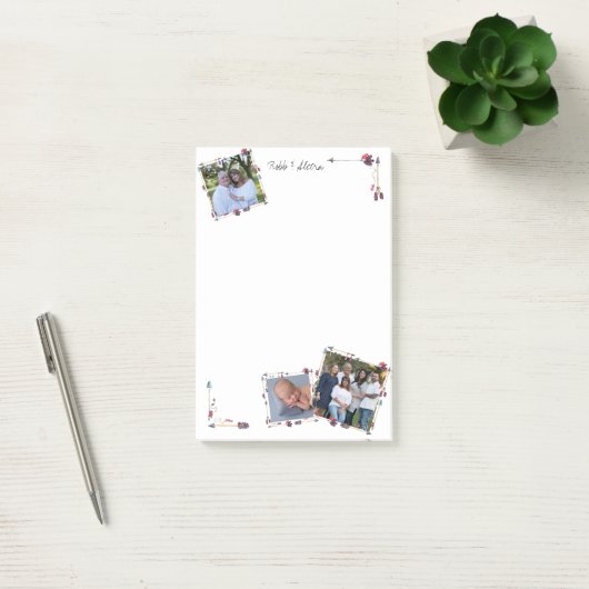 カスタム3枚の写真トライバルアローズ羽毛トレンディー ポストイット (オフィス)