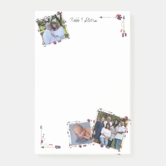 カスタム3枚の写真トライバルアローズ羽毛トレンディー ポストイット (正面)