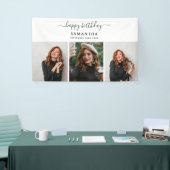 カスタム3枚の写真バースデーパーティーセルフィー写真 横断幕 (トレードショー)