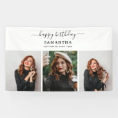 カスタム3枚の写真バースデーパーティーセルフィー写真 横断幕 (横)