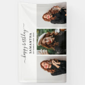 カスタム3枚の写真バースデーパーティーセルフィー写真 横断幕 (縦)