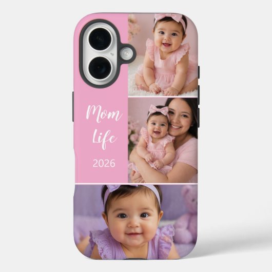 カスタム3枚の写真ライトピンク お母さんの生活 Case-Mate iPhoneケース (裏面)