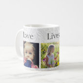 カスタム3枚の写真/ミニマエレガントリストグレーフローラ コーヒーマグカップ (正面左)