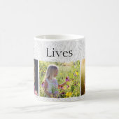 カスタム3枚の写真/ミニマエレガントリストグレーフローラ コーヒーマグカップ (中央)