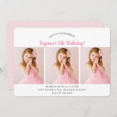 カスタム3枚パーソナライズされた写真フォトバースデーパーティー 招待状 (正面/裏面)