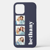 カスタム3枚写真が入るボリューム感のあるモノグラムダークネイビーブルー Case-Mate iPhoneケース (裏面)