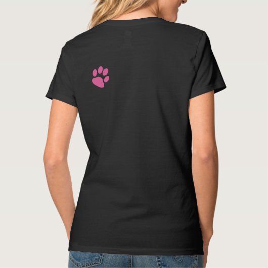 カスタム3枚/かわいいペット犬のオーナーピンクの前足 Tシャツ (裏面)