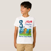 カスタム3歳の誕生日ミュージカルディノマーチTシャツ Tシャツ (正面フル)