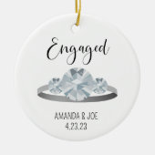 カスタム3石ダイヤモンド係合リングや輪イラストレーション セラミックオーナメント (正面)