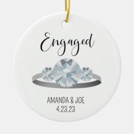 カスタム3石ダイヤモンド係合リングや輪イラストレーション セラミックオーナメント