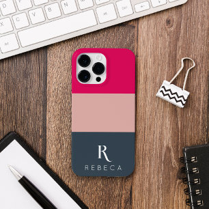 カスタム3色ブロック赤面ピンクラズベリーグレイ Case-Mate iPhone 14 PRO MAXケース