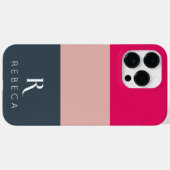 カスタム3色ブロック赤面ピンクラズベリーグレイ Case-Mate iPhoneケース (裏面 (横))