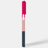 カスタム3色ブロック赤面ピンクラズベリーグレイ Case-Mate iPhoneケース (裏面 / 右)