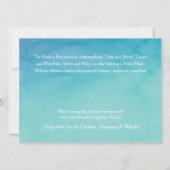 カスタム3青/ティール（緑がかった色）水グラデーション色ブライダルシャワー 招待状 (裏面)