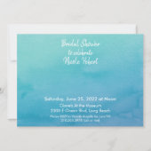 カスタム3青/ティール(緑がかった色)水グラデーション色ブライダルシャワー 招待状 (正面)