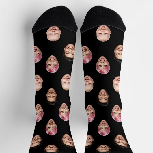 カスタム3顔写真 – ギフおもしろいパーソナライズされたト ソックス (上部)