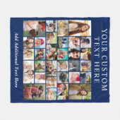 カスタム30フォトコラージブルー フリースブランケット (正面(横))