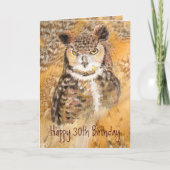 カスタム30歳の誕生日、フクロウ・ワイルド&熱狂する カード (正面)