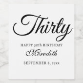 カスタム30歳の誕生日 ワインラベル (シングルラベル)