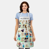 カスタム34枚モダン家族とペット写真コラージュ エプロン (着用した状態)