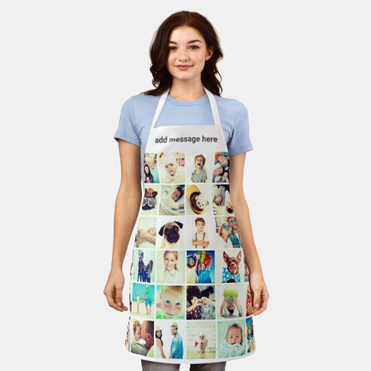 カスタム34枚モダン家族とペット写真コラージュ エプロン (着用した状態)