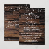 カスタム3 - ラスティック ウッド ライト ハッピーエバーアフター 招待状 (正面/裏面)