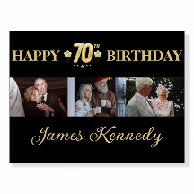カスタム3 Photo Collage Happy 70th誕生日パーティー