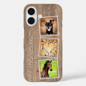 カスタム3 Photo Collage Woodモノグラ素朴ム名 Case-Mate iPhoneケース (裏面)