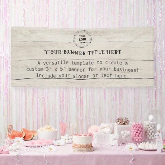 カスタム3' x 5'木製ビジネス素朴バナー 横断幕 (パーティー)