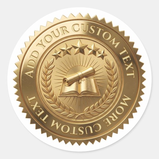 カスタム3D編集可能ゴールドフォイル証明書シール ラウンドシール (正面)