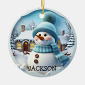 カスタム3D雪だるまクリスマスオーナメント セラミックオーナメント (正面)
