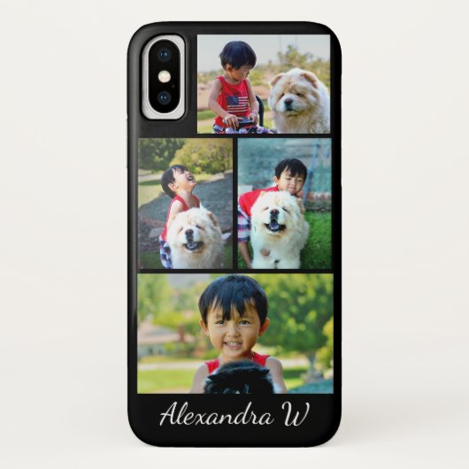 カスタム4の写真のコラージュのパーソナライズな名前 Case-Mate iPhoneケース (裏面)