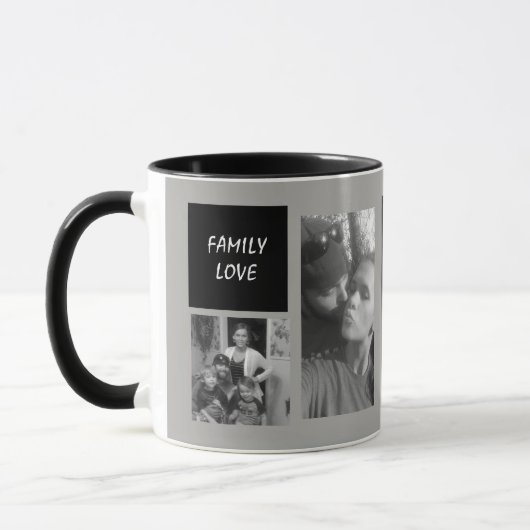 カスタム4の写真のモノグラムので黒い灰色の人 マグカップ (左)