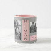 カスタム4の写真テンプレートの赤面のピンクのモノグラムのコーヒー マグカップ (中央)