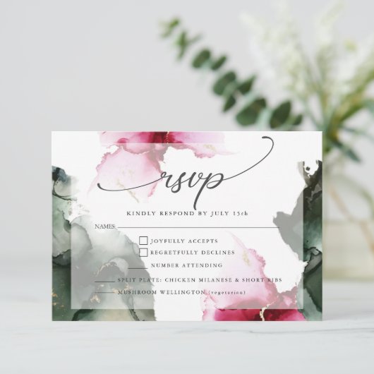 カスタム4クリムゾンとセージ緑の水色 出欠カード (スタンド正面)