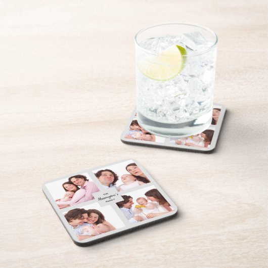 カスタム4セクションファミリーフォトコラージュ正方形フレーム コースター (右側)