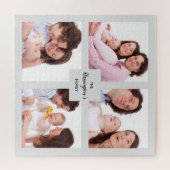 カスタム4セクションファミリーフォトコラージュ正方形フレーム ジグソーパズル (横)