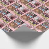 カスタム4フォトインスタグラムファミリパーティーDIYピンク ラッピングペーパー (角)