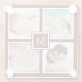 カスタム4フォトコラージモノグラムブルゴーニュ ガラスコースター (裏面)