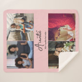 カスタム4フォトコラージュおばさん引用文叔母スクリプト シェルパブランケット (正面(横))