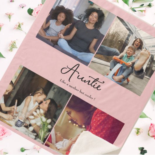 カスタム4フォトコラージュおばさん引用文叔母スクリプト シェルパブランケット