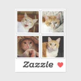 カスタム4フォトコラージュシンプルスクエアチニービニール シール