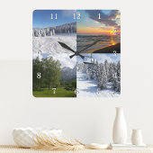 カスタム4フォトコラージュパーソナライズされた スクエア壁時計