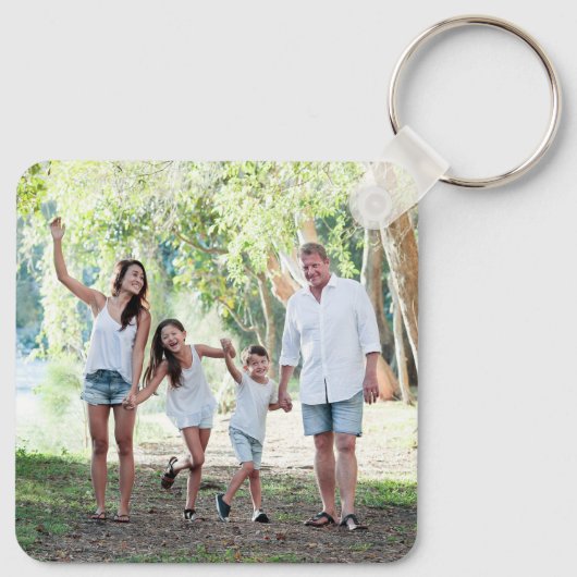カスタム4フォトコラージュモダンシンプルファミリー キーホルダー (裏面)