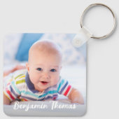 カスタム4フォトコラージュモダンパーソナライズされたベビー キーホルダー (裏面)