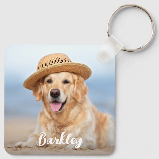カスタム4フォトコラージュモダンペット犬の愛犬 キーホルダー (裏面)