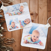 カスタム4フォトコラージュモダン生まれたばかりのベビー キーホルダー