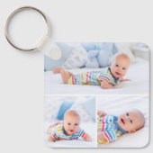 カスタム4フォトコラージュモダン生まれたばかりのベビー キーホルダー (正面)