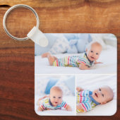 カスタム4フォトコラージュモダン生まれたばかりのベビー キーホルダー (正面)